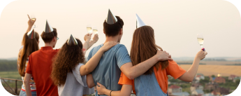 group of friends enjoying a birthday celebration