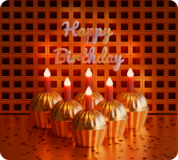 Happy Birthday cupcakes with candles